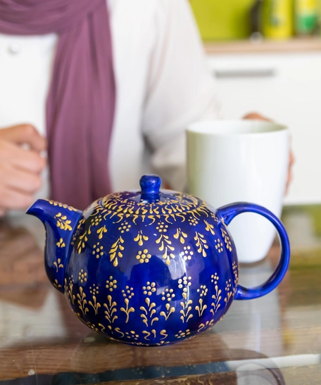 Navy Blue Porcelain Teapot