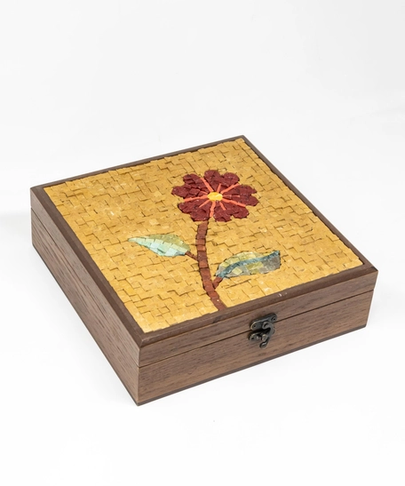 Wooden Flower Mosaic Box