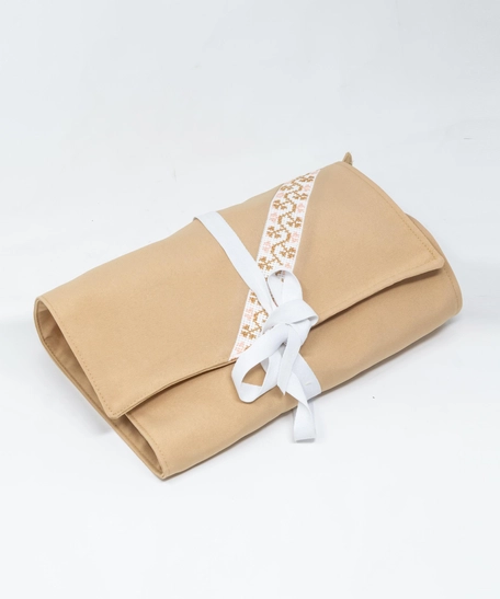 Beige and White Self Care Tools Roll Up Pouch Organizer