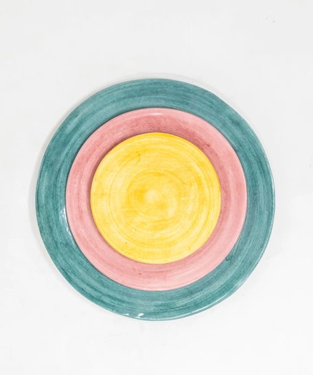 Set of Three Colorful Circular Ceramic Plates - First Set