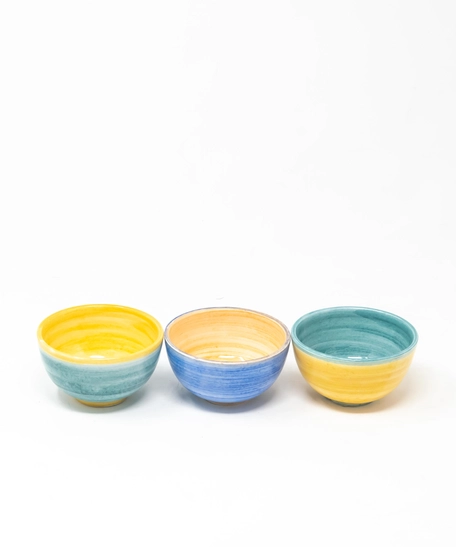 Set of Three Ceramic Bowls - Various Colors