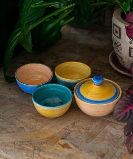 Set of Three Ceramic Bowls - Various Colors