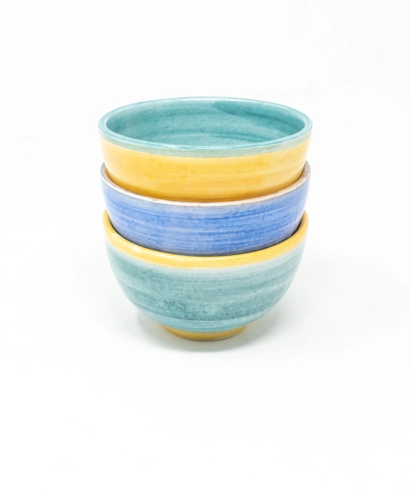 Set of Three Ceramic Bowls - Various Colors