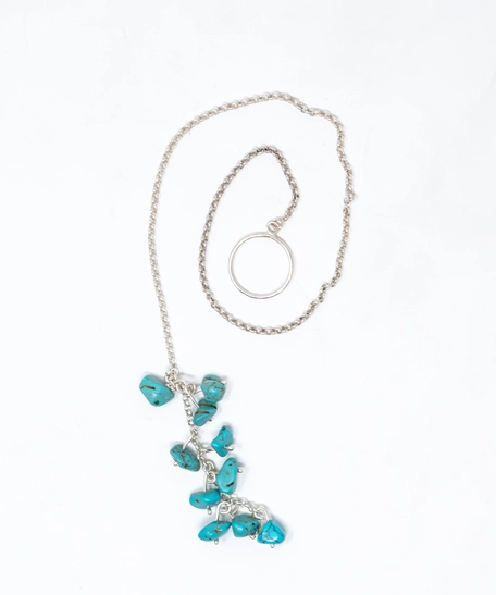 Farfasha Silver Necklace with Gem Stones - Turquoise