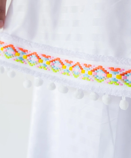 White Embroidered Prayer Clothes With Sleeves