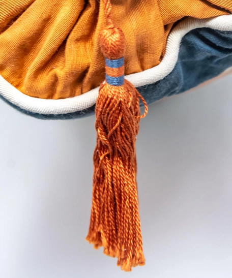 Blue and Orange Cylindrical Cushion Cover with Tassel