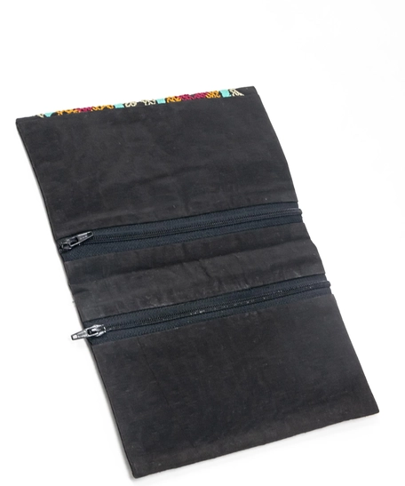 Black Embroidered Colorful Wallet