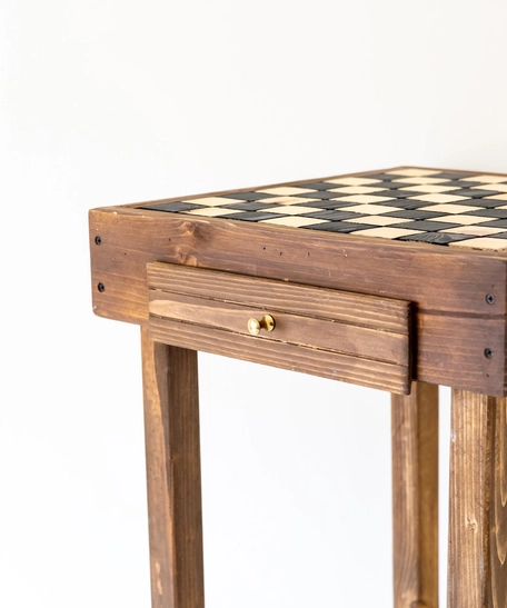 Wooden Chess Side Table - Without Drawer