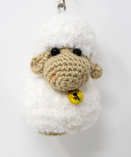 Amigurumi Crochet Sheep Keychain - White