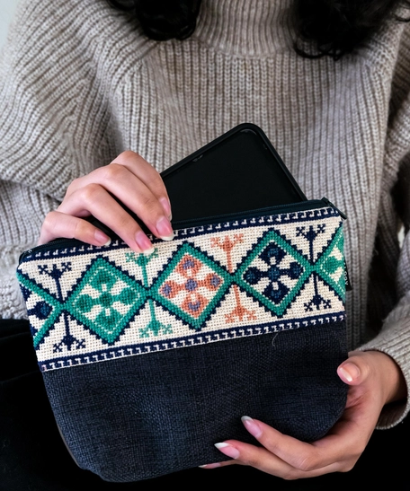 Palestinian Embroidery Makeup Bag - Cypress Tree