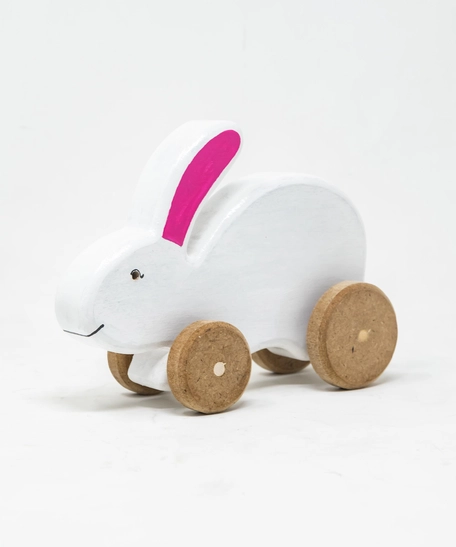 Wooden Rabbit Toy on Wheels