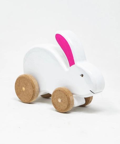 Wooden Rabbit Toy on Wheels