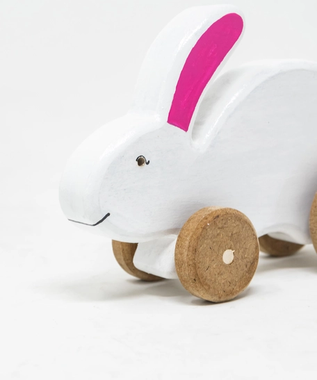 Wooden Rabbit Toy on Wheels