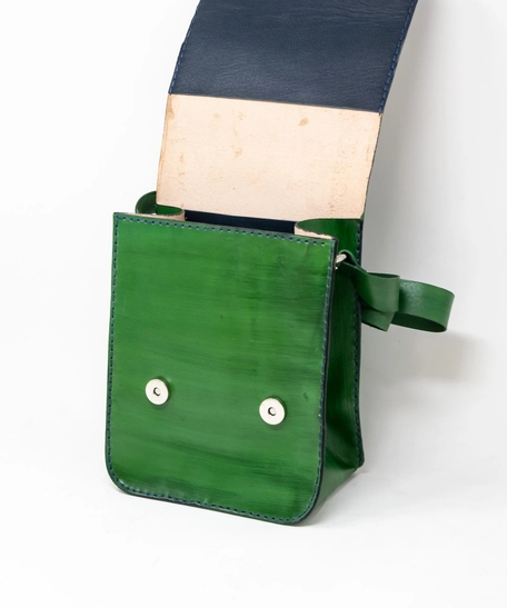 Rectangular Green Genuine Leather Crossbody Bag