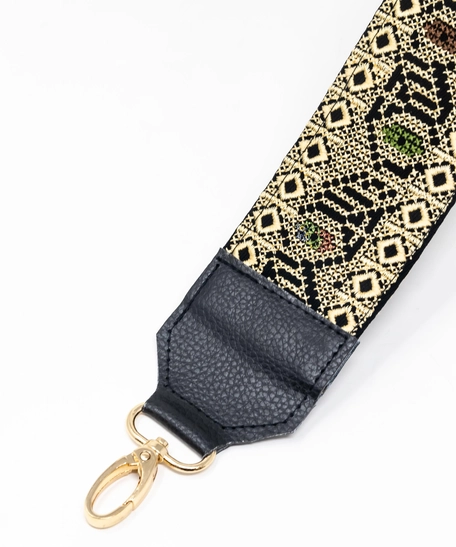 Embroidered Shoulder Strap - Multiple Colors - Beige