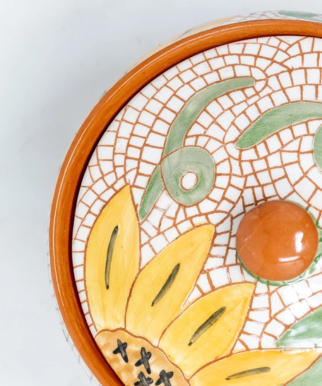 Pottery Serving Bowl with Cover - Grapes