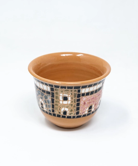 Mosaic Painted Arabic Coffee Cup - Blue & White