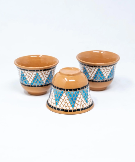 Mosaic Painted Arabic Coffee Cup - Blue & White