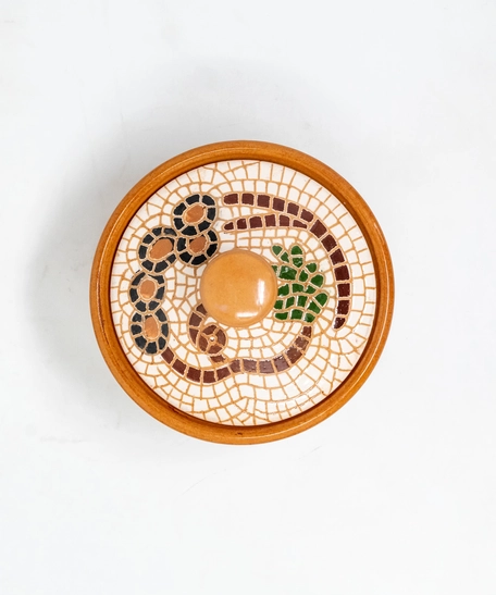 Pottery Container Bowl with Cover - Grapes