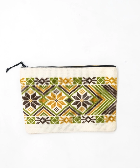 Rectangle Embroidered Makeup Bag - Multi Colors - Blue