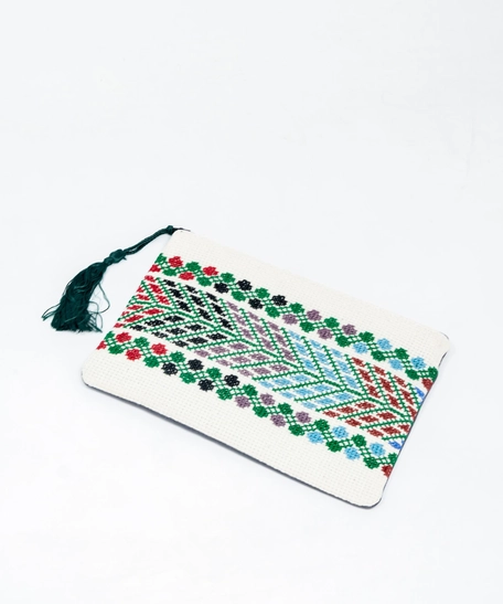 Rectangle Embroidered Makeup Bag - Multi Colors - Blue