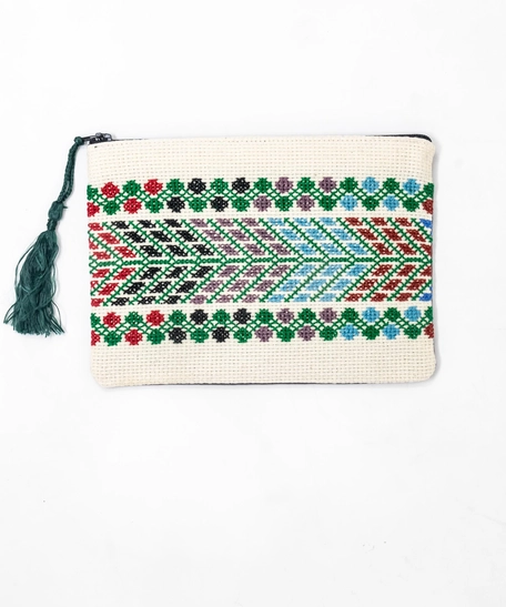 Rectangle Embroidered Makeup Bag - Multi Colors - Blue