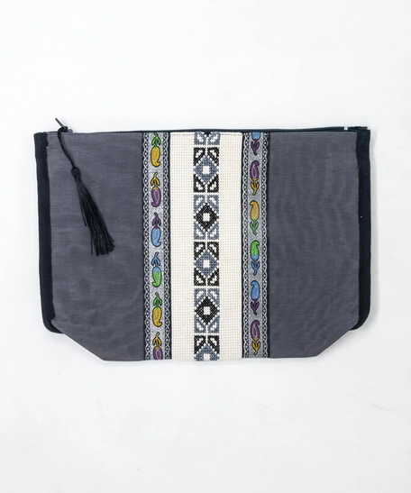 Grey Embroidered Hand Bag