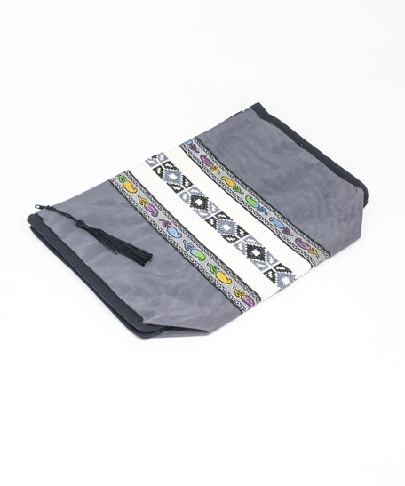 Grey Embroidered Hand Bag