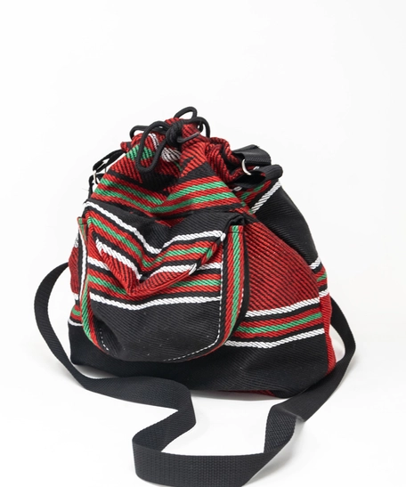 Bedouin Embroidered Backpack with External Pocket - Red