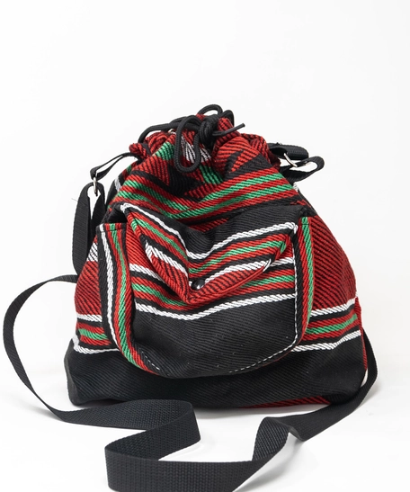 Bedouin Embroidered Backpack with External Pocket - Red