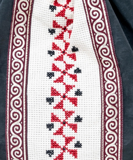 Canvas Drawstring Backpack Decorated with Heritage Embroidery ​ - Beige