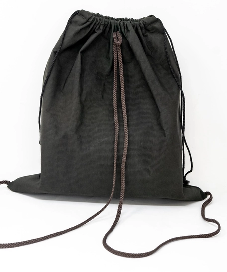 Canvas Drawstring Backpack Decorated with Heritage Embroidery ​ - Beige