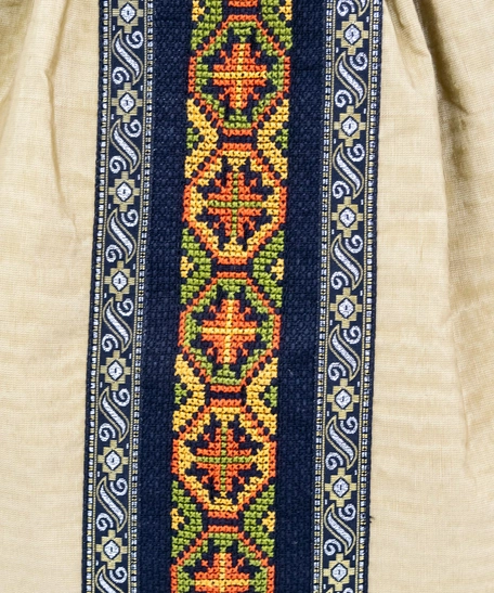 Canvas Drawstring Backpack Decorated with Heritage Embroidery ​ - Beige