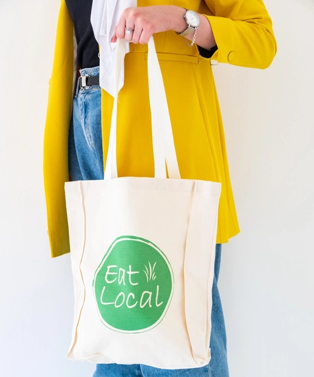 Printed White Tote Bag "Eat Local"