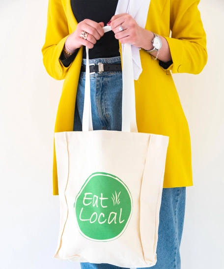 Printed White Tote Bag "Eat Local"