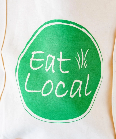 Printed White Tote Bag "Eat Local"