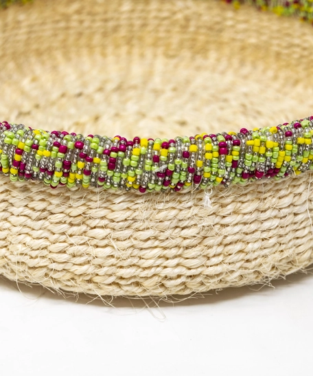 Natural Sisal Basket Bowl Set - Multi Colors - Yellow