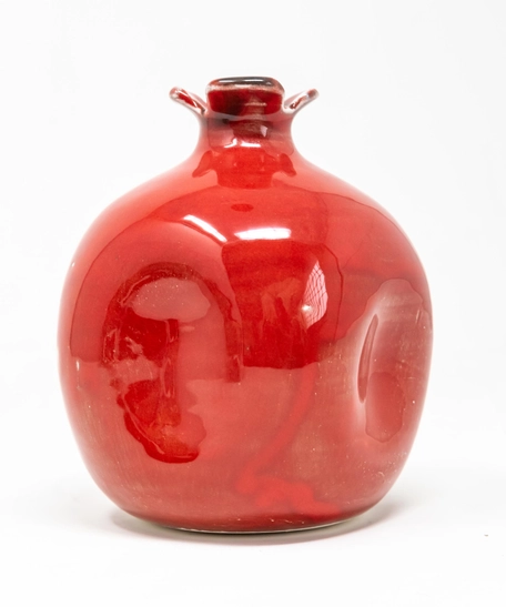Red pomegranate-shaped glass rose vase | Flower Vase | Decorative Vase