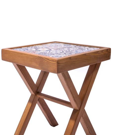 طاولة جانبية من الخشب والسيراميك 
