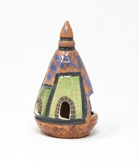 Mosaic Painted Pottery Candle Holder