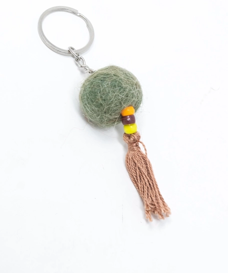 Canvas Fabric Ball Shaped Key Chain