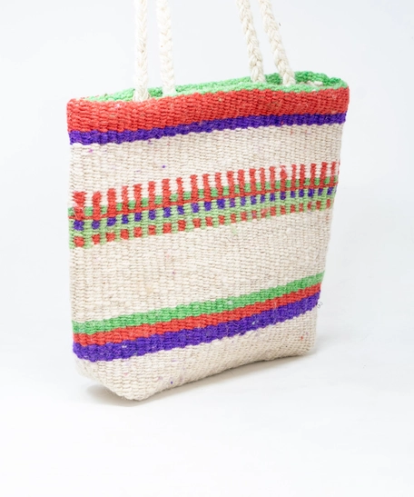 Medium Canvas Fabric Tote Bag - Multiple Colors - Red-Blue-Green