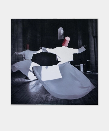 Sufi Whirling Dervish Canvas in Black and White