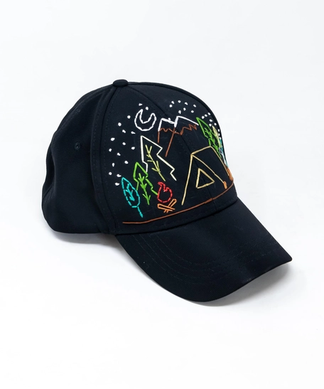 Black Hand Embroidered Cap