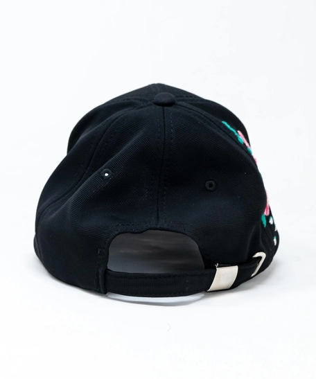 Black Embroidered Cap - Colorful Floral Embroidery