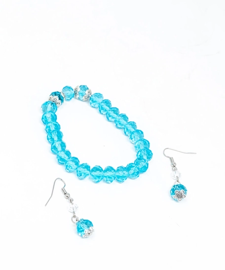 Baby Blue Beaded Accessories Set