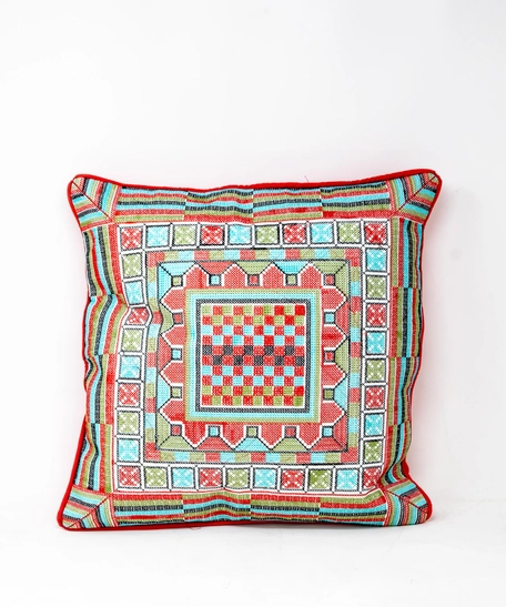 Colorful Upcycled Embroidered Cushion Cover