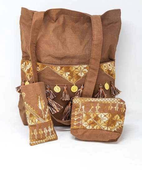 Set Of Three Bags - Multi Colors - Brown