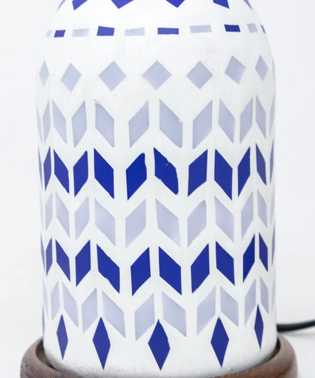 Table Lamp with Geometrical Patterns - White and Blue