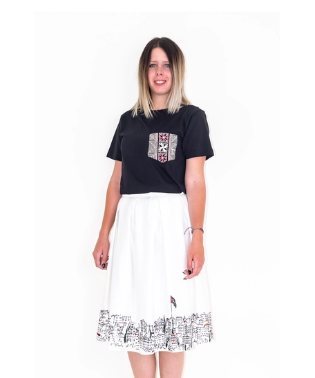 Midi Off White Skirt - Amman Skyline - Small